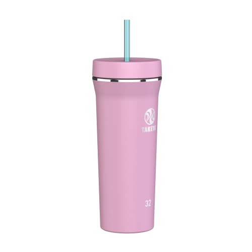 Takeya 32 oz Stainless Steel Insulated Tumbler with Straw Lid, Premium Quality, Sweatproof Pink Lavender 32 Ounces