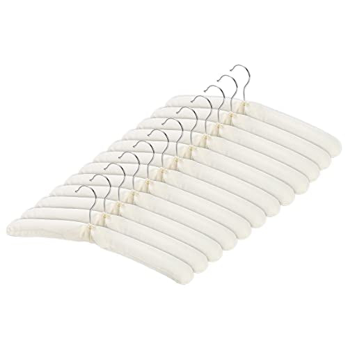 Tosnail 12 Pack Fabric Padded Hangers, Foam Padded Wedding Dress Hangers for Coat, Blouse, Sweaters, Bride Dress, Clothes - White