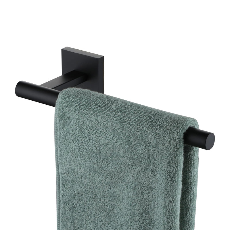 KOKOSIRI Towel Bar Matte Black Bathroom Hardware Hand Towel Rails Wall Mounted Kitchen Toilet Cabinet Paper Holder, Stainless Steel B3008BK 1 Pack