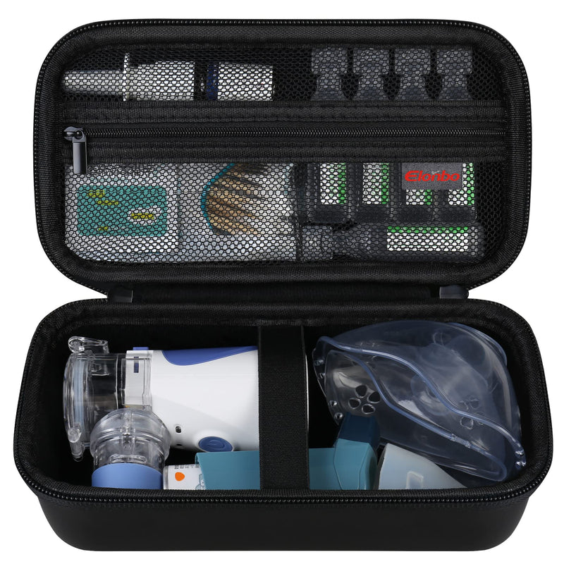 [Australia - AusPower] - Elonbo Carrying Case for Portable Handheld Inhaler Nebulizer Machine for Adults and Kids, Asthma Inhaler Travel Case, Handheld Mesh Atomizer Machine Holder, Inhaler Spacer Bag, Black 