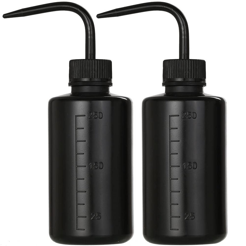 [Australia - AusPower] - 2Pcs Tattoo Wash Bottle 250ml | 8oz Squirt Succulent Watering Safety Rinse Bottle Watering Tools for Medical Cleaning Washing Bottle Black 