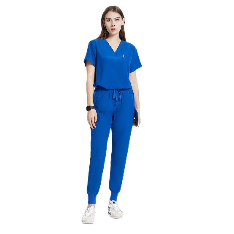 [Australia - AusPower] - Uniforms World Scrubs for Women Set - Stretch Scrub Top & Pants with 8 Pockets, Yoga Waistband, Anti Wrinkle, Slim Fit Royal Blue Medium 