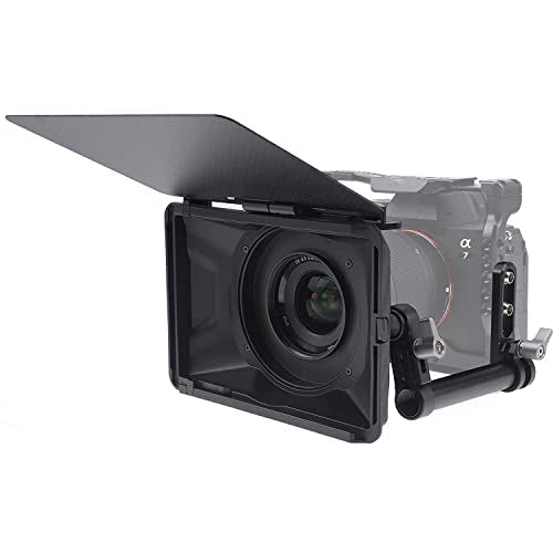 Foto4easy 4x4/4x5.65 Lightweight Mini Matte Box with 15mm Rod Support for DSLR Mirrorless Cameras,Compatible with 52mm/55mm/58mm/62mm/67mm/72mm/77mm/82mm Lens