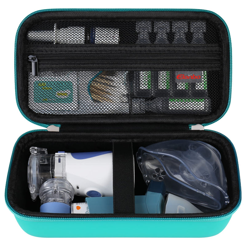 [Australia - AusPower] - Elonbo Carrying Case for Portable Handheld Inhaler Nebulizer Machine for Adults and Kids, Asthma Inhaler Travel Case, Handheld Mesh Atomizer Machine Holder, Inhaler Spacer Bag, Green 