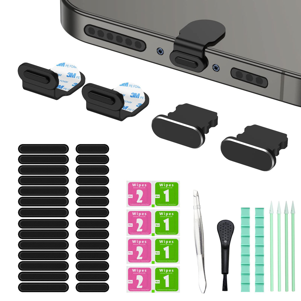[Australia - AusPower] - iPhone Dust Plug,iPhone Speaker Cover,with iPhone Cleaning Kit Tool Cleaning Putty/Tweezers/Brushes/Wet and Dry Cleaning Wipe/Storage Box/Foam swabs,for iPhone 11/12 /13/14/15 Series 