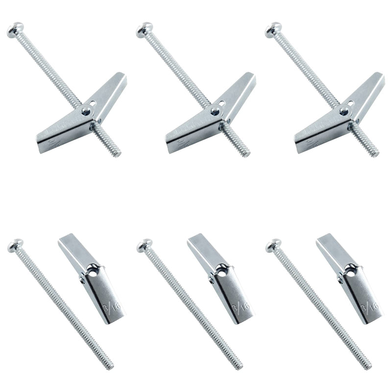 [Australia - AusPower] - 10Pcs 3/16 x 3 Inch Round Head Toggle Bolt and Wing Nut, Metal Toggle Bolts Heavy Duty Wall Anchor Bolts Molly Screws for Drywall Wood Hanging Item 3/16 x 3 Inch(10Pcs) 