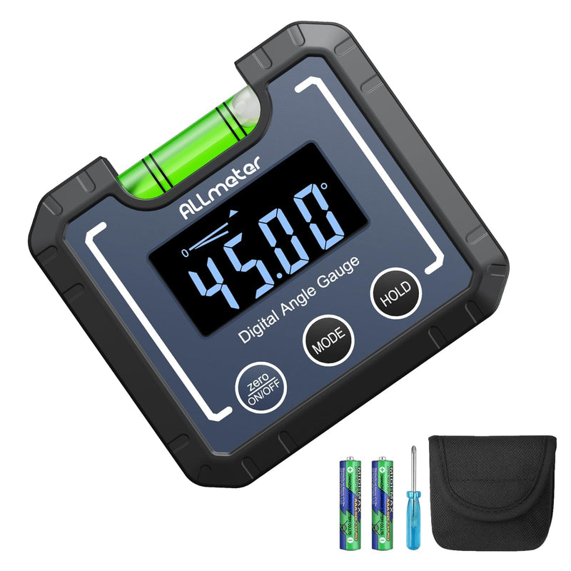 Digital Protractor with Magnetic Base and Level, 4 x 90° Digital Inclinometer, LCD Display with Backlight, Resolution 0.05°, Protractor for Woodwork, Sawing, Assembly Blue