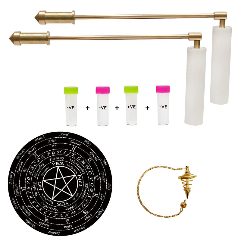 TREEMAISON Vastu Brass Dowsing Rod | Energy Detection & Vastu Remedy Tool | Aura & Water Divining Rod | Brass Dowsing Tool for Home & Office (Pendulum Assorted)