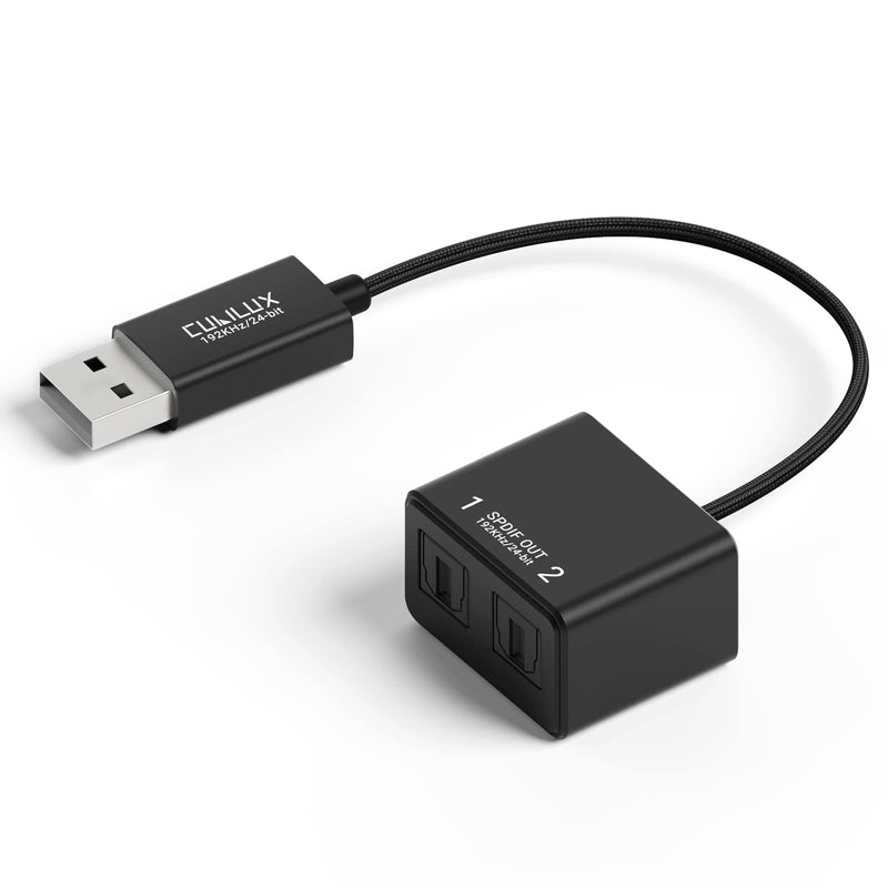 [Australia - AusPower] - Cubilux USB A to Dual TOSLINK Optical Audio Splitter, USB Type A to Double SPDIF Converter, USB 2-Way S/PDIF Adapter Compatible with PS4/PS5 Lenovo Dell HP Laptop Computer Surface USB A to Dual SPDIF 