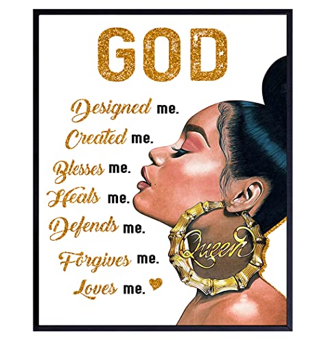 African American Art - Black Art - spiritual Religious Wall Decor - Black women - Inspiration Christian Gifts for Women, African Americans Black Girl - Christian Wall Decor- Faith God Wall Art & Decor 8"L x 10"W