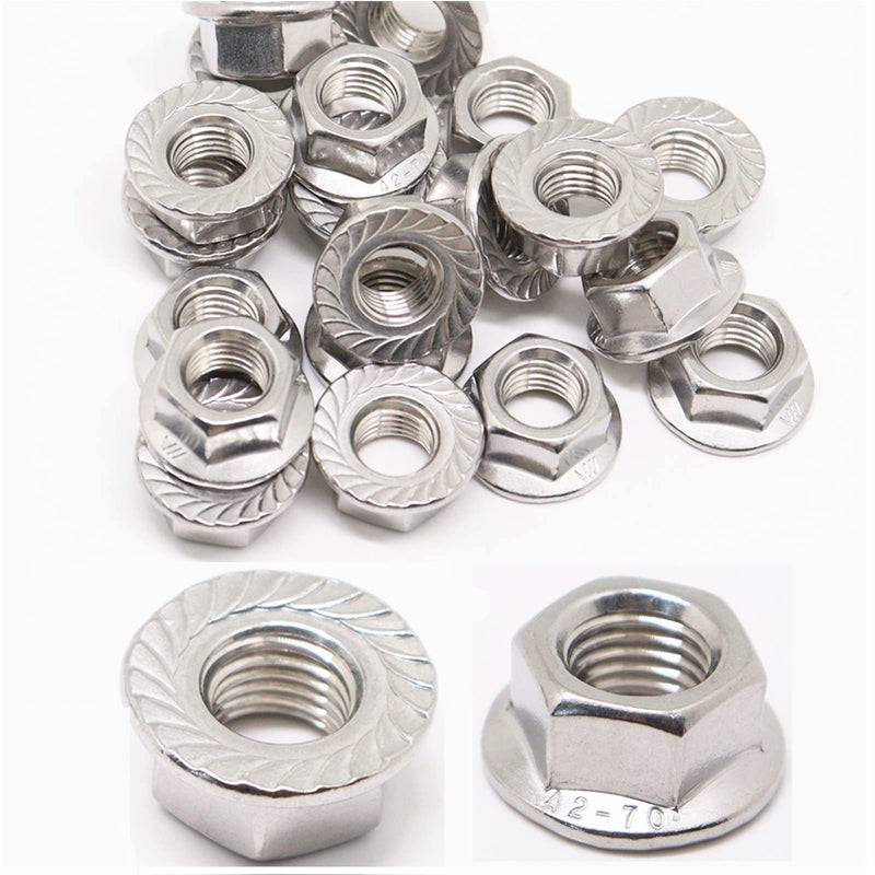 [Australia - AusPower] - M10 x 1.25mm 30PCS Flange Nut Thread Hardware Nuts,304 Stainless Steel Serrated Flange Metric Hex Flange Nuts Bright Finish M10x1.25mm -30 PCS 
