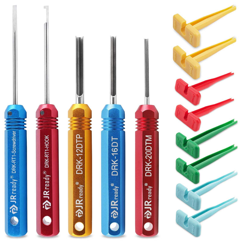 [Australia - AusPower] - JRready ST5236 Deutsch Pin Extractor Tool for 16#12#20# Solid/Stamped Contacts 10-22 AWG, Terminal Removal Tool Kit with Steel DRK-RT1 for Deutsch DT,DTM,DTP Series Connector 13PCS 