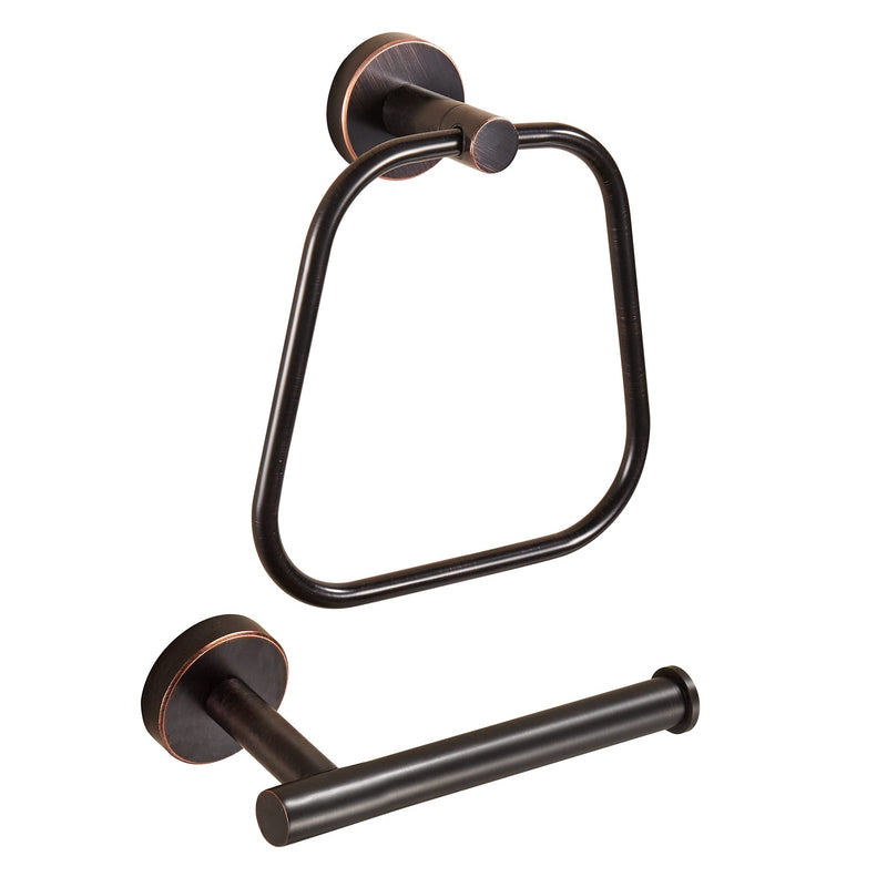 Bronze Toilet Paper Holder Hand Towel Holder, Bath Towel Ring Toilet Paper Roll Holder Oil Rubbed Set, Rustic Toilet Tissue Holder Towel Hanger Bathroom Hardware Farmhouse Wall Mounted 2 Pieces Trapezoid
