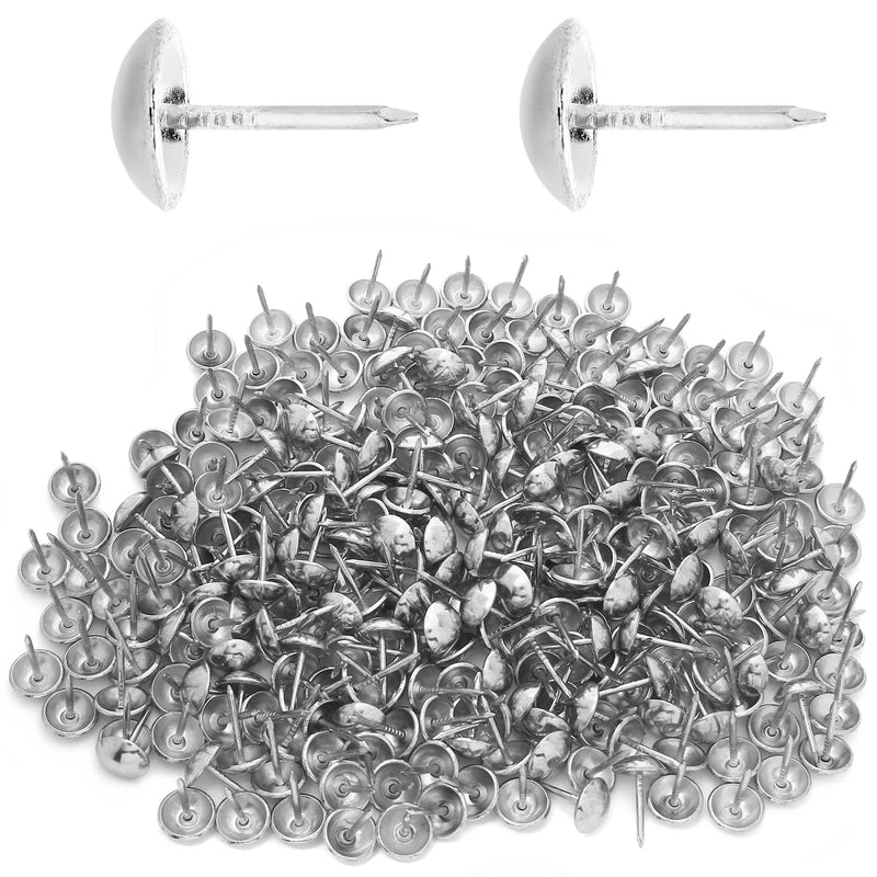 [Australia - AusPower] - 300 Pcs Silver Upholstery Tacks, 0.43'' Round Head Diameter Upholstery Nails Furniture Nails Sofa Decorative Nail Push Pins for Furniture and DIY Decorative 0.43" x 0.67" / 11 x 17 mm 
