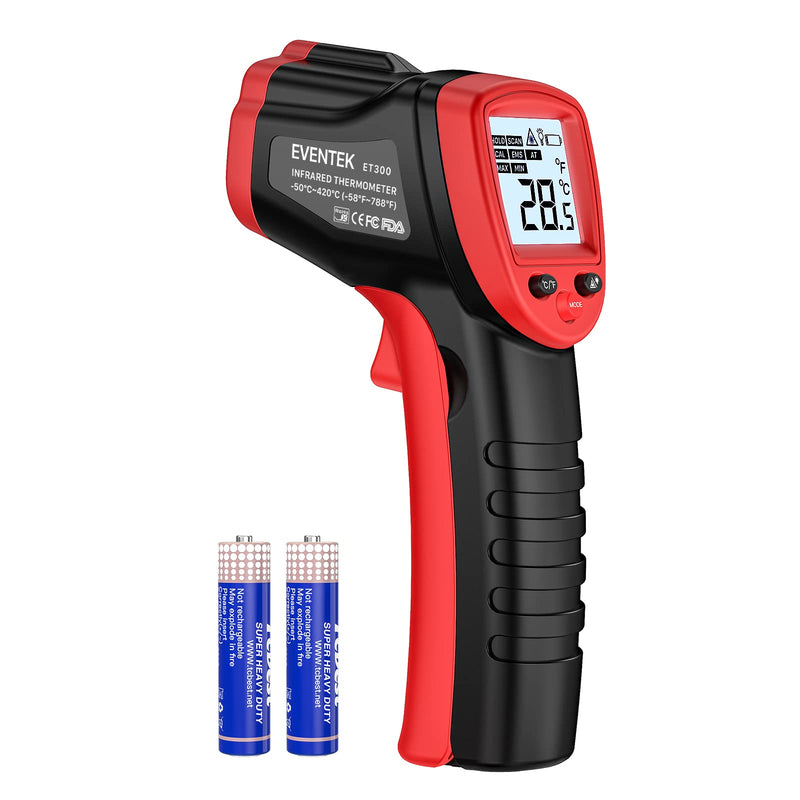 [Australia - AusPower] - Eventek Infrared Thermometer Gun, -58°F~788°F (-50°C~420°C), IR Laser Temperature Gun for Cooking, Pizza Oven, Grill, Griddle, Engine with Adjustable Emissivity & Max Min (NOT for Humans) -58°F~788°F (-50°C~420°C) 