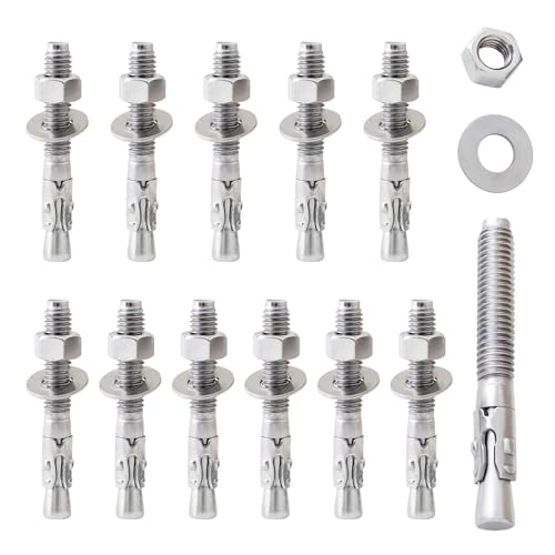LIONMAX 12Pcs 3/8" x 3" Stainless Steel Concrete Anchors, Wedge Anchors 3/8" x 3" 12