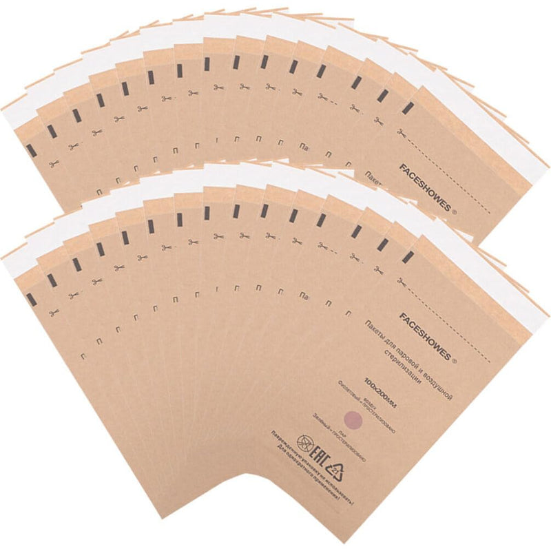 [Australia - AusPower] - GLEAVI Nail Art Bag: 50Pcs Disposable Self Sealing Cleaning Pouch Manicure Disinfection Kraft Paper Bags for Encapsulating Dental Tool Oral Cavity Beauty 