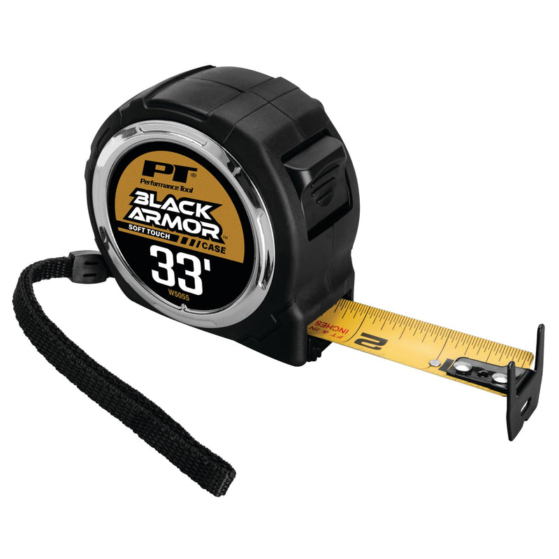 [Australia - AusPower] - Performance Tool W5055 Rubber Coated Tape Measure - High Accuracy, Extra-Wide Thumb Release, and Dual-Sided End Hook for Easy Measurements Heavy-Duty 10.1 m 