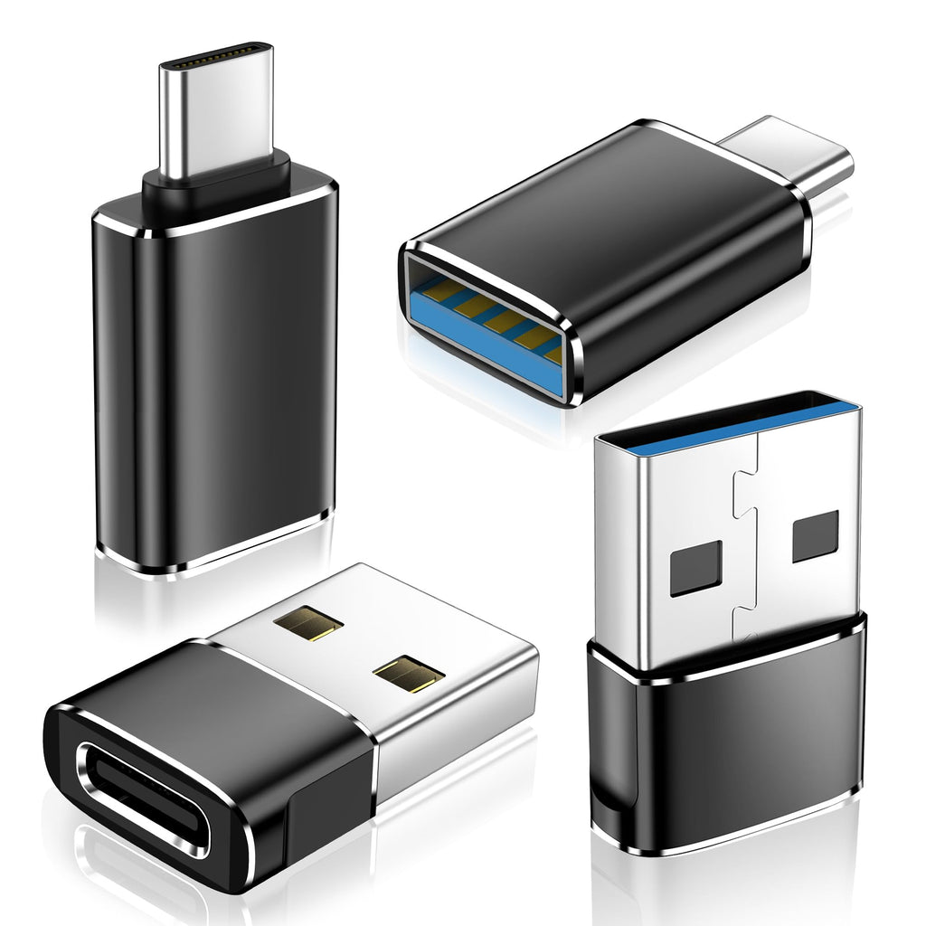 [Australia - AusPower] - xiwxi 4 Pack USB to USB C OTG Adapter,[2*Type C Female to A Male Charger Converter]&[2*USB C Male to USB 3.0 Female] forApple Watch Ultra 8 9,iPhone 15 14 13 Pro Max,Samsung S24 S23,iPad Black 