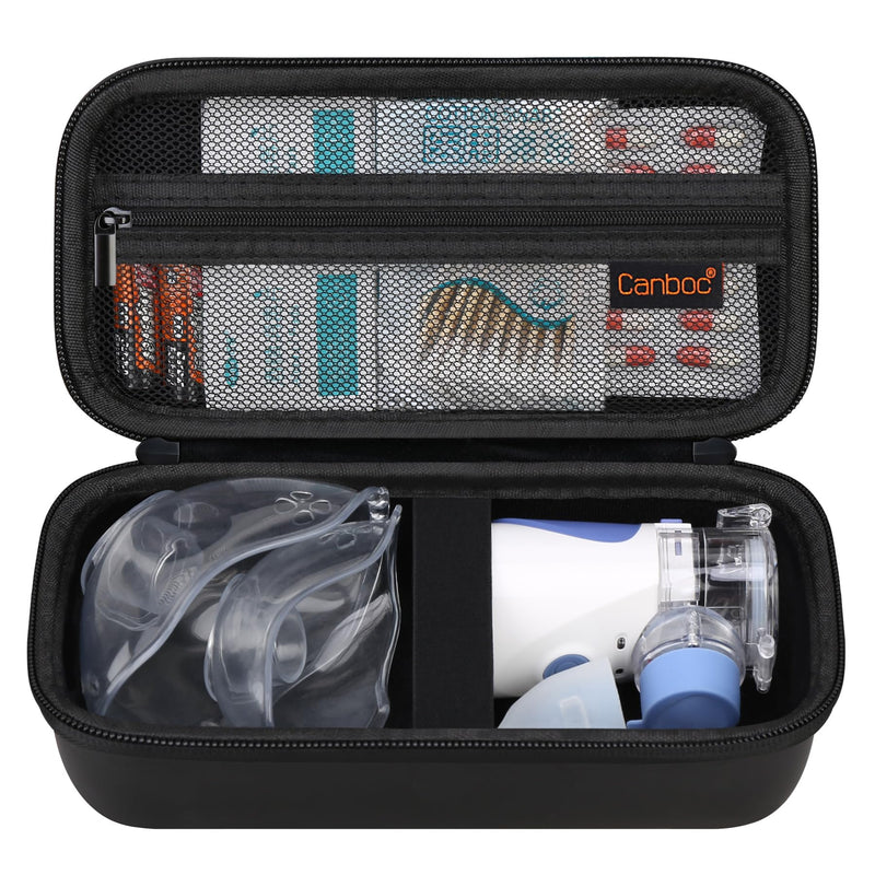 [Australia - AusPower] - Canboc Travel Case for Portable Handheld Inhaler Nebulizer, Home Compression Nebulizer for Adults and Kids, Mesh Pocket fit Packets of Medication or Other Essentials, Black (Case Only) 
