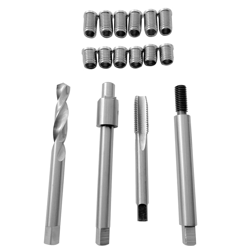 M6*1.00 Two Sizes Thread Repair kit (Including 6 Inserts 12mm Length,6 Stainless Steel Inserts 9.4mm Length)