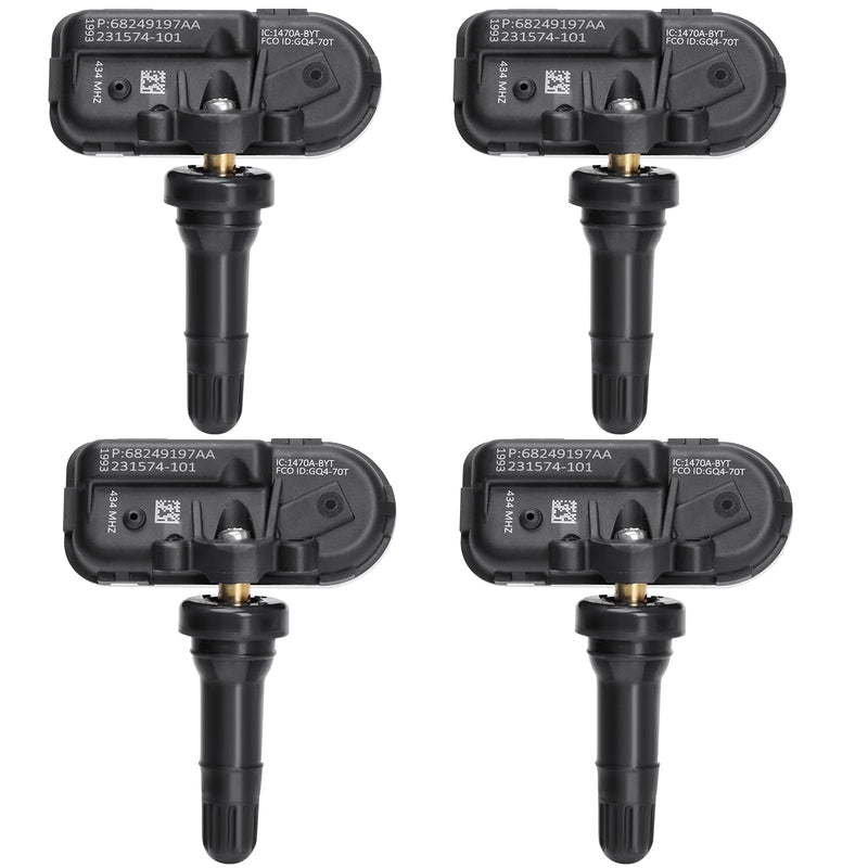 NPAUTO TPMS Sensor Fits for RAM 1500 2500 3500 4500 5500 Jeep Cherokee 2014 2015 2016 2017 2018-2022, 4Pcs Tire Pressure Sensors Replace# 68249197AA 68239720AA Tire Pressure Monitoring System 434MHz