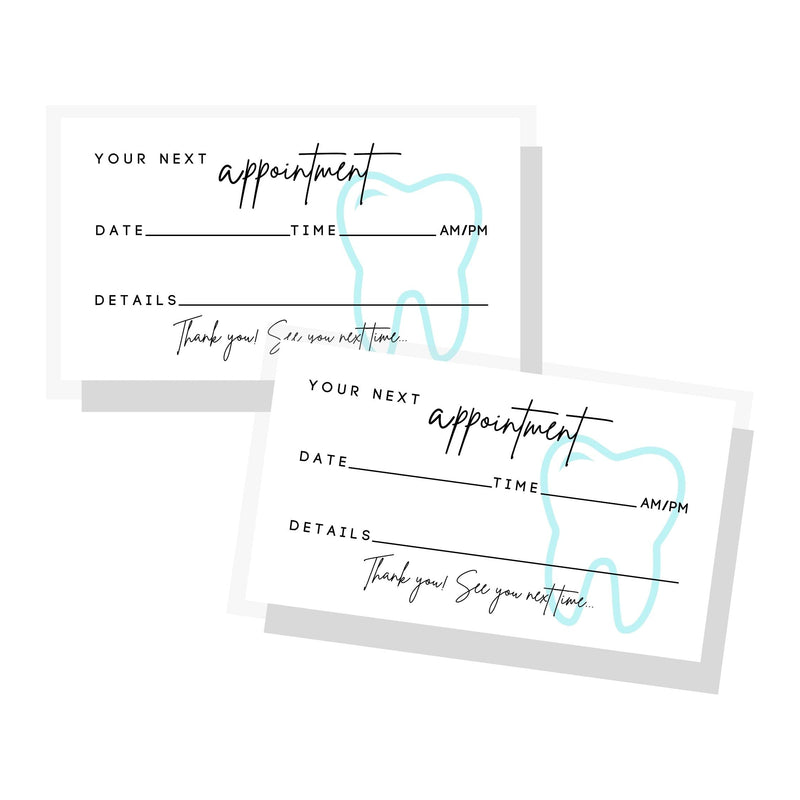 [Australia - AusPower] - Dental Appointment Reminder Cards | 50 pack | Teeth Whitening, Dental Office, Client Reminder, Patients, Pediatric Dentist, Orthodontics, Bulk 2x3.5” Minimalist Teal Tooth 