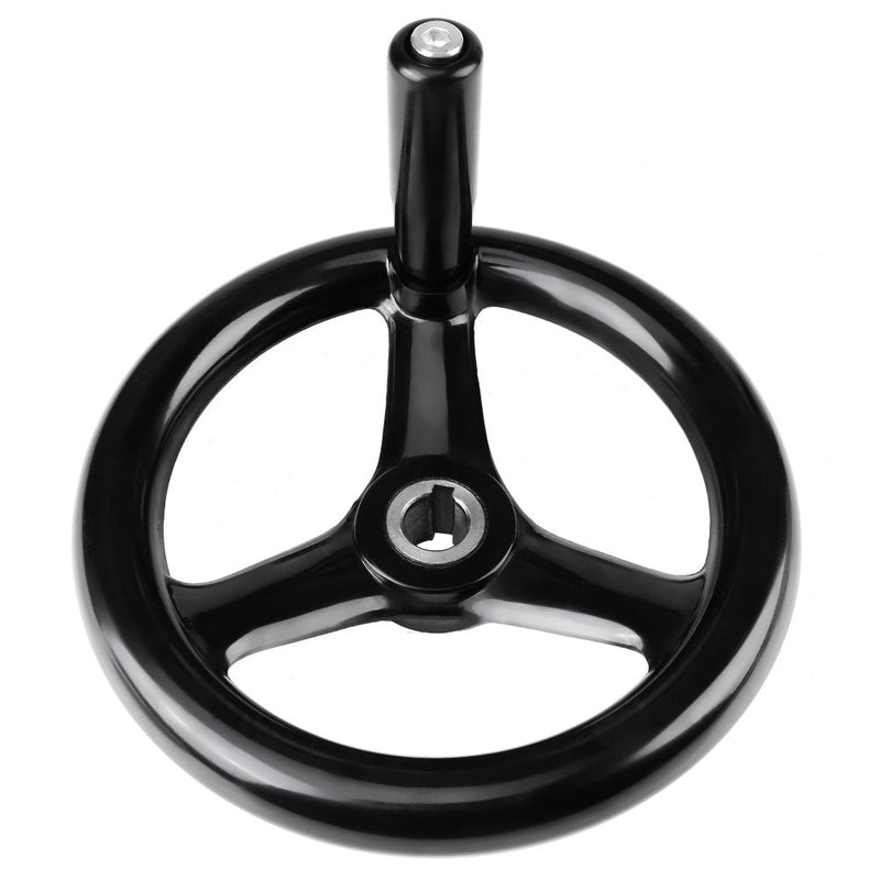 [Australia - AusPower] - 3 Spoke Hand Wheel Round, Handwheel with Revolving Handle for Lathe Milling Machine 7.8 Diameter Black 