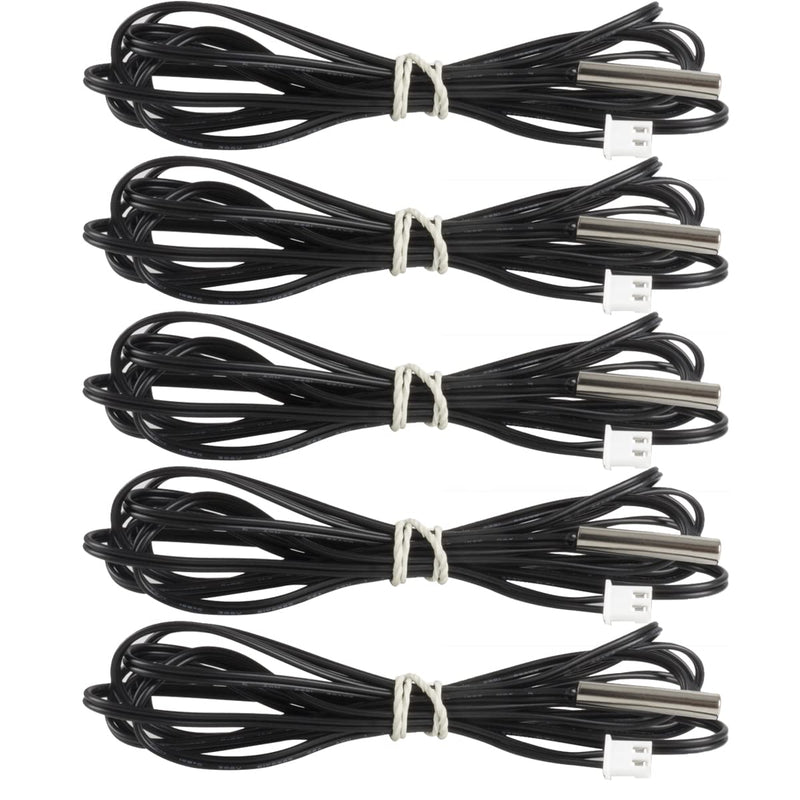 [Australia - AusPower] - 5 Pcs NTC 10K 3950 Temperature Probe, -25 to 125 Degree Celsius Temperature Sensor Probe Stainless Steel Housing Thermistor Temp Sensor - 3 Meters /9.8 Ft Cable Length 