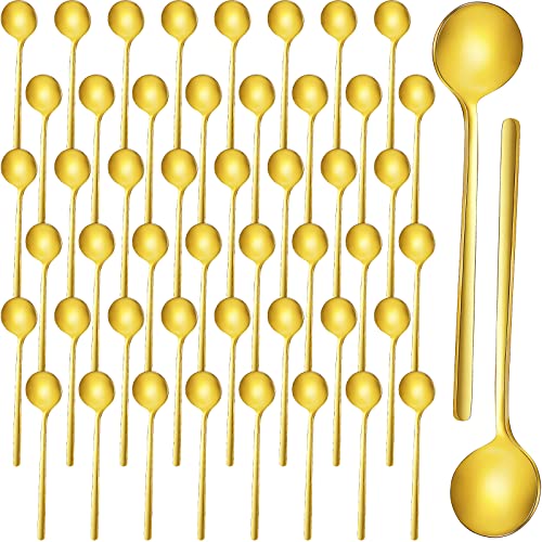 Meanplan 50 Pcs Gold Espresso Coffee Spoons, 5.3 Inch Mini