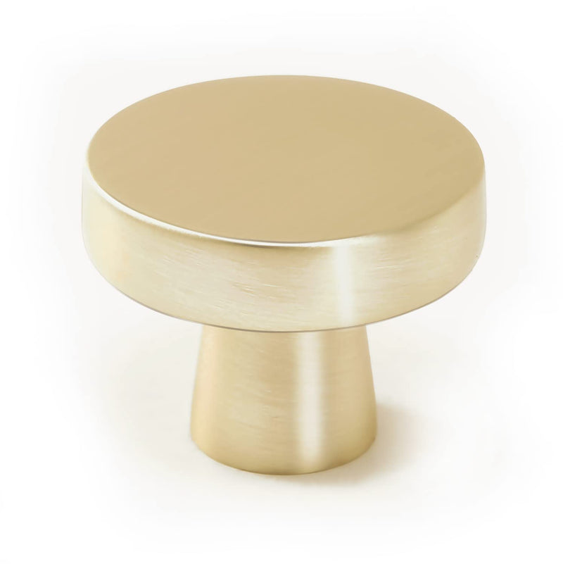 COTYKILEY 10 Pack Brushed Brass Kitchen Cabinet Knobs Gold Drawer Pulls Solid Round Drawer Knobs Dresser Knobs Gold Cabinet Hardware