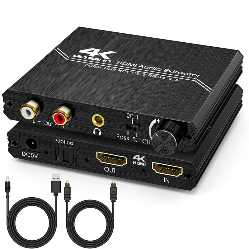 [Australia - AusPower] - HDMI 2.0 Audio Extractor, Tendak HDMI to HDMI with Optical SPDIF + 3.5mm Stereo + RCA L/R Audio Adapter Converter with Volume Control Support 4K@60Hz HDCP 2.2 HDR 3D YUV 4:4:4 