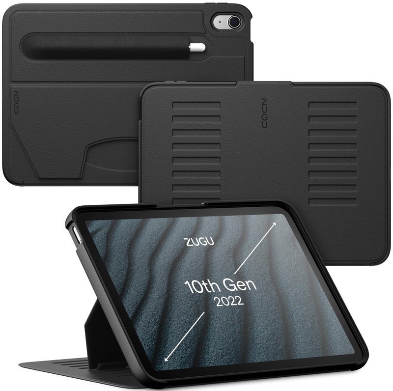 [Australia - AusPower] - ZUGU CASE for iPad 10.9 Inch 10th Gen (2022) Slim Protective Case - Magnetic Stand & Sleep/Wake Cover (Model #s A2696, A2757, A2777) - Stealth Black 