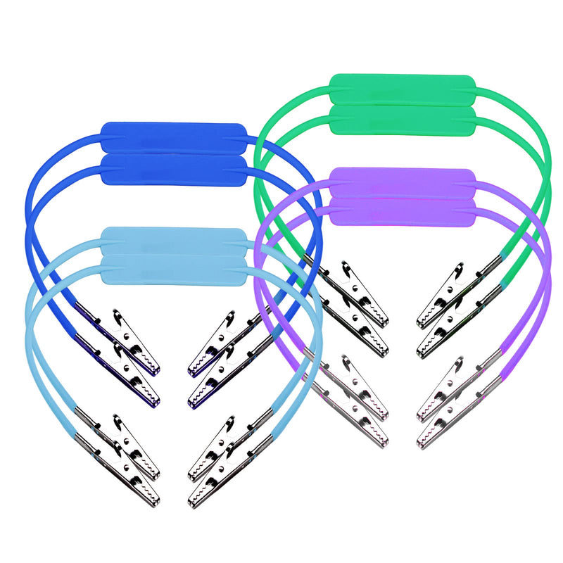 [Australia - AusPower] - 8Pcs Autoclavable Dental Flexible Medical Grade Silicone Bib/bibs Holders Clips,Individually Wrapped Napkin Clips, with Stainless Steel Alligator/Extra Wide Neck Band(8 Regular Mix, 2 of Each Color) Mix Color 