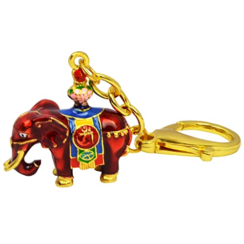 Lucky Feng Shui Keychain Red Prosperity Elephant With Treasure Vase Keychain