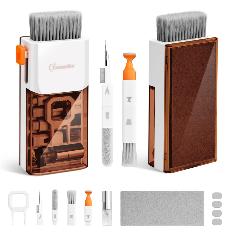 [Australia - AusPower] - Electronics Cleaning Kit for Laptop - Screen Keyboard of Phones, 10 in 1 Cleaner Tool, Keyboard Dust Cleaning Brush with Putty for PC TV Phone Computer with Patent Coffee Brown 