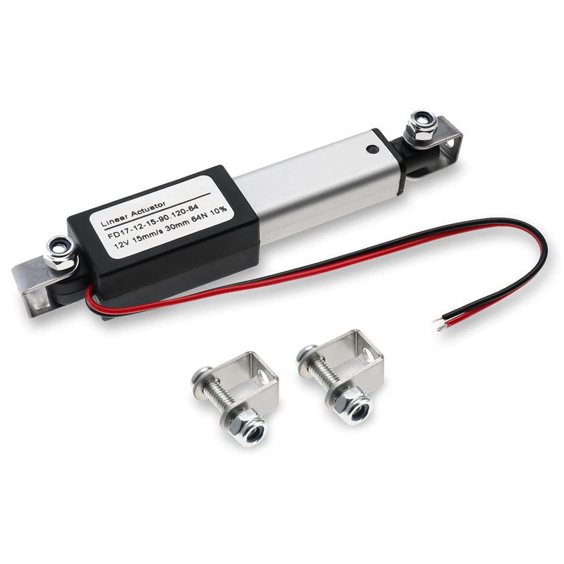 [Australia - AusPower] - NORJIN 12V Mini Electric Linear Actuator 1.2 inch Stroke, Speed 0.6inch/s, 60N/14lb, Waterproof Linear Motion Actuator w/Mounting Brackets for Cabinet, Window Opener, Robot Projects Small 