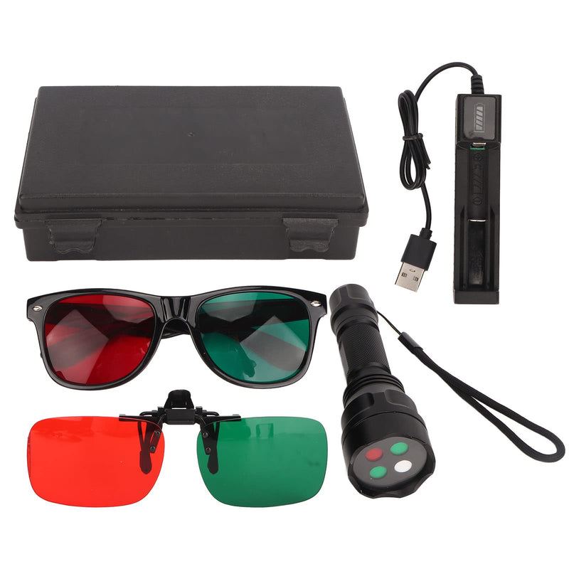 [Australia - AusPower] - Flashlight Red Green Ophthalmic Portable Metal Worth 4 Dot Test Light with Red Green Glasses for Ophthalmologists, Glasses 4 Cushions Optometrists for Eye Examination Ophthalmic 