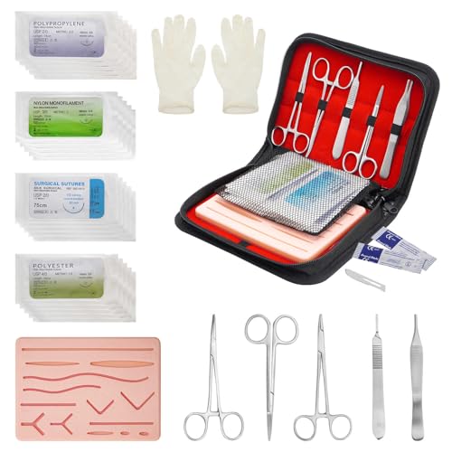 Surgical Suture Set Wound Suture Exercise Set 35 Pieces Suture Training Set Practice Sutures Sewing Kit Medicine 24 Wound Suture Thread for Medical Students Suture Practice Kit (Only for Education)