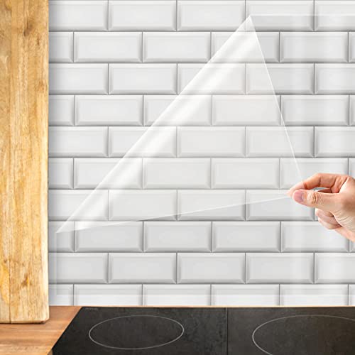 Shackcom Clear Contact Paper Roll Self-Adhesive Kitchen Backsplash Wall Protector 23.6in X 32.8ft - Used as Shelf Drawer Liner, Whiteboard, Wallpaper, Cat Dog Scratch Protector 23.6"W x 393"L