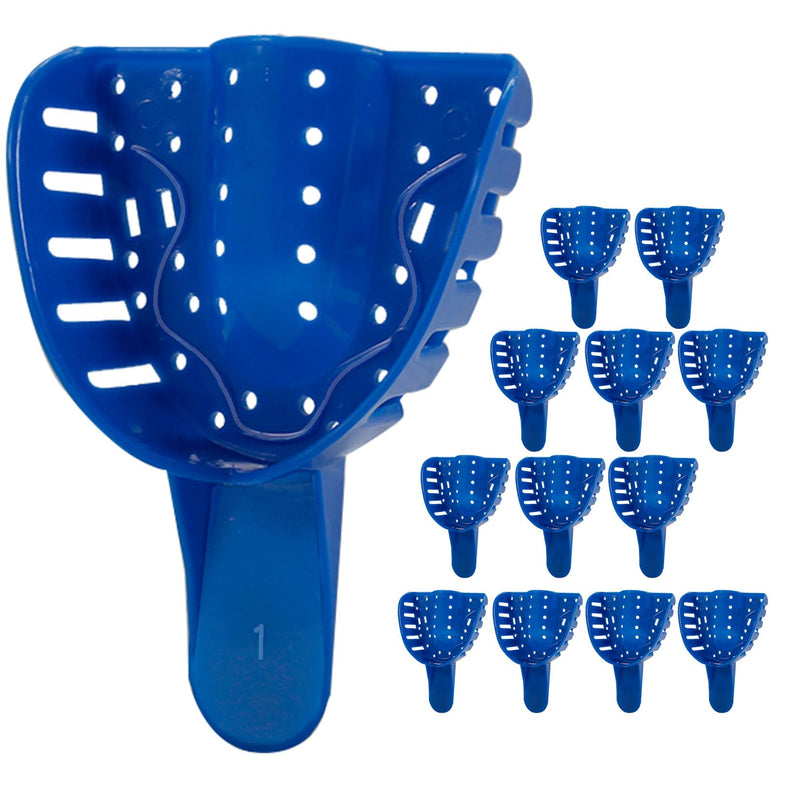 [Australia - AusPower] - Royal Blue Premium Disposable Tracking Spacer Plastic Dental Impression Trays 12 PC Small, Medium, Large, Upper-Left, Lower-Right (#1 Upper Large) #1 Upper Large 