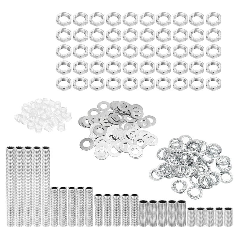 [Australia - AusPower] - PATIKIL M10 Thread 5 Size Lamp Pipe Kit with Lock Nuts Washers, 5 Set Fasteners Assortment Hardware for Chandelier Ceiling Light DIY, Zinc Plating 