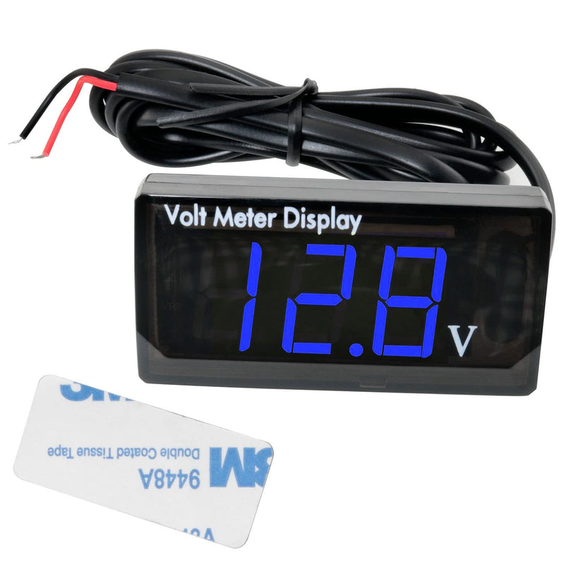 [Australia - AusPower] - MEETOOT LED Digital Display Voltmeter Blue DC 12V Waterproof LED Digital Display Voltmeter for Car Battery Voltage Monitor 