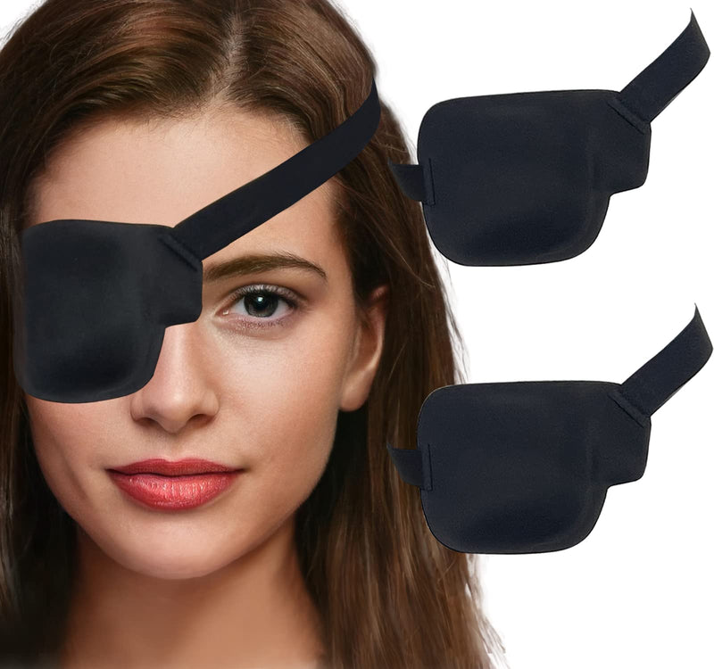[Australia - AusPower] - Eye Patches for Adults and Kids, 2 Pcs 3D Eye Patch Black Adjustable Medical Eyepatch for Lazy Eye Amblyopia Strabismus and After Surgery (Right Eye) Right Eye - Black 1 Count (Pack of 2) 