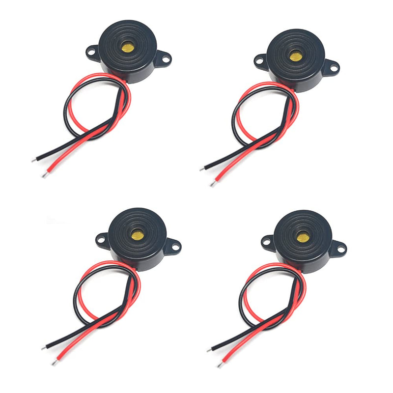 [Australia - AusPower] - 4pcs DC 3-24V Active Piezo Buzzer with Lead Wire 2312 High Decibels Continuous Sounder Electronic Buzzer Alarm 23x12mm 