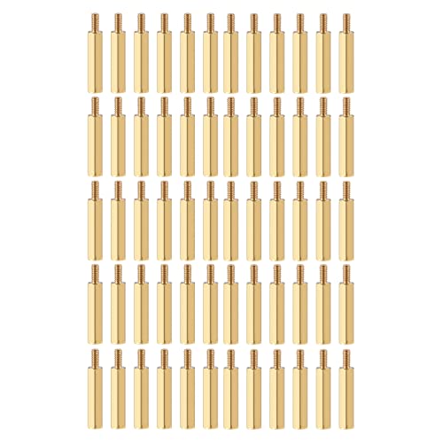YOKIVE brass hex PCB standoff screws, 20mm+6mm M2.5 spacers in gold tone for motherboard mounting