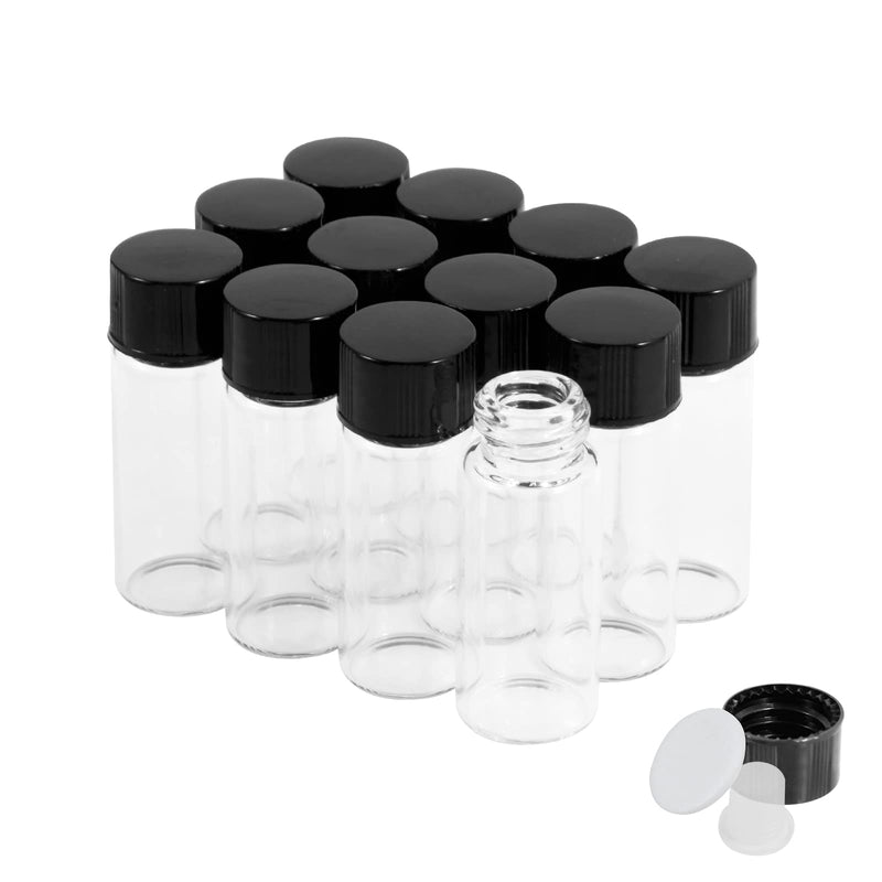 [Australia - AusPower] - 4ml Clear Glass Vials with Screw Caps and Plastic Stoppers, 1 Dram Small Liquid Sample Vial, Leak-Proof Vial, 12PCS 4ml 12 