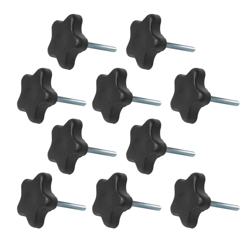 [Australia - AusPower] - POWERTEC 10 Pack 1/4"-20 5 Star Knobs with 2" Threaded Stud, Thumb Screw Knobs with bolts for Lawn Mower, Umbrella Base, Woodworking Tools & Jigs, Clamps (QNB3010-P2) 1/4"-20 ( 2" Long) 5-Star Stud Knobs 