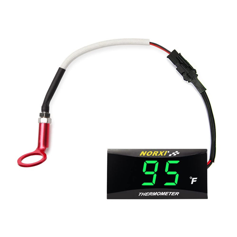 [Australia - AusPower] - Cylinder Head Temperature Meter Engine Temperature Gauge Fahrenheit Digital Temperature Meter with 10mm 14mm Probe Sensor Adapter (Green,14mm) Green 