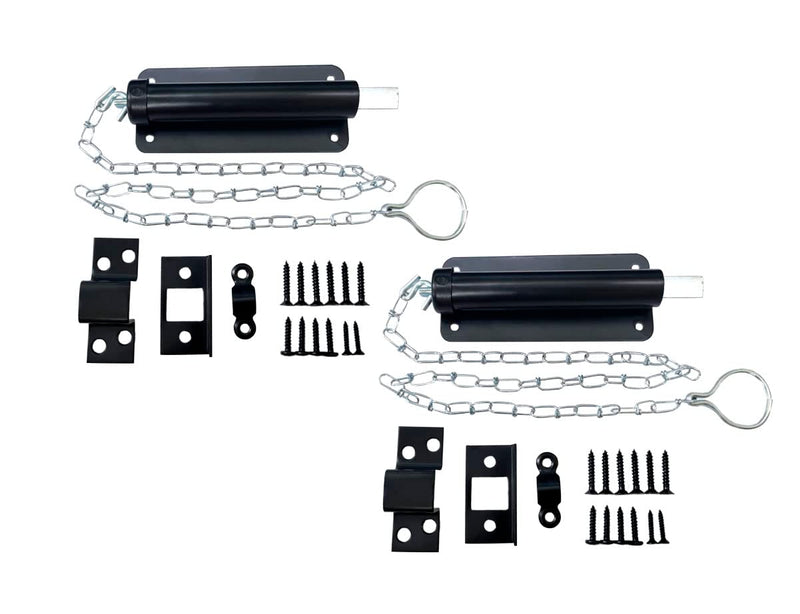 QCAA Chain Bolt, 6", Matte Black, 2 Pack, Made in Taiwan